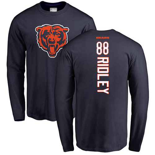 Chicago Bears Men Navy Blue Riley Ridley Backer NFL Football #88 Long Sleeve T Shirt
